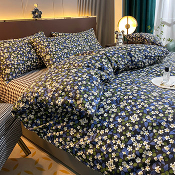 ins Feng100 Pure Cotton Bedding Four-Piece Set with Small Floral Pattern, Popular Online, Fresh and Pastoral Style, Duvet Cover, Bed Sheet, Fitted Sheet
