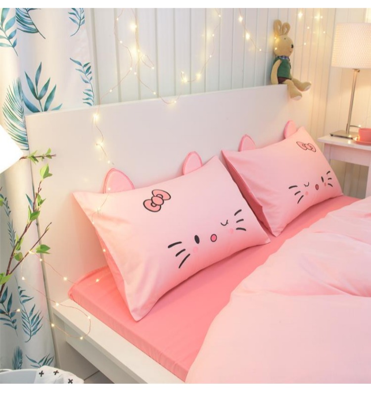 Phiên bản tiếng Hàn của vỏ gối thêu bông Gối đơn màu hồng Công chúa bông đơn túi 48 * 74cm1 gối cho bé