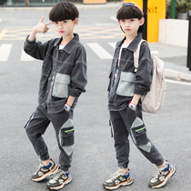 Childrens clothing boys autumn suit 2021 new boy middle and Big Boy Korean spring and autumn denim two-piece tide clothes