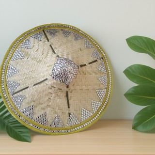 Under the moon qinghe dai dance bamboo hat props bamboo hat handmade straw hat diamond hat art test dance performance props bite