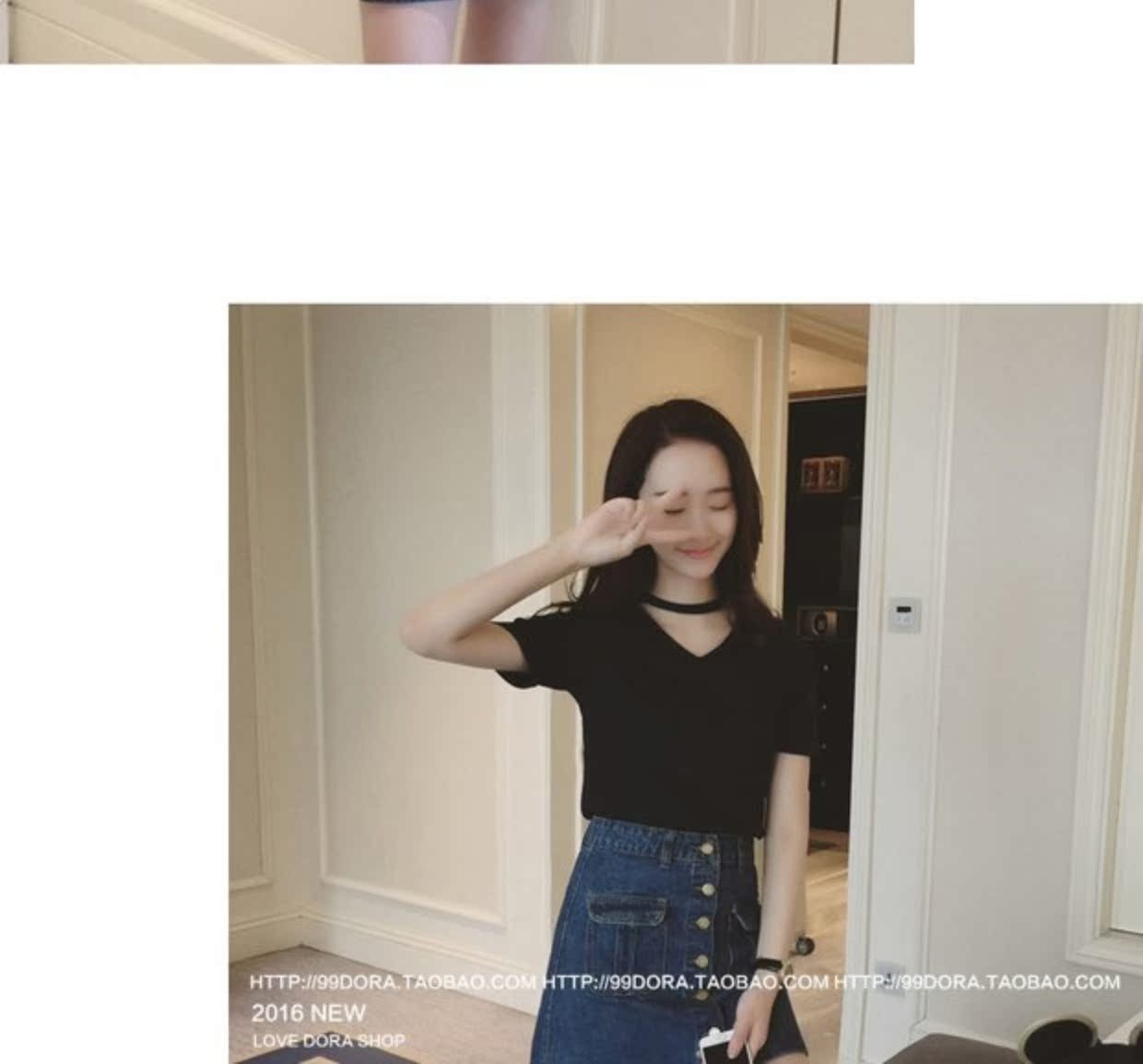 Mùa hè 2019 phiên bản Hàn Quốc của áo thun nữ cổ chữ V treo cổ áo thun áo thun tay lửng ngắn tay áo thun size rộng - Áo phông áo phông đẹp nữ