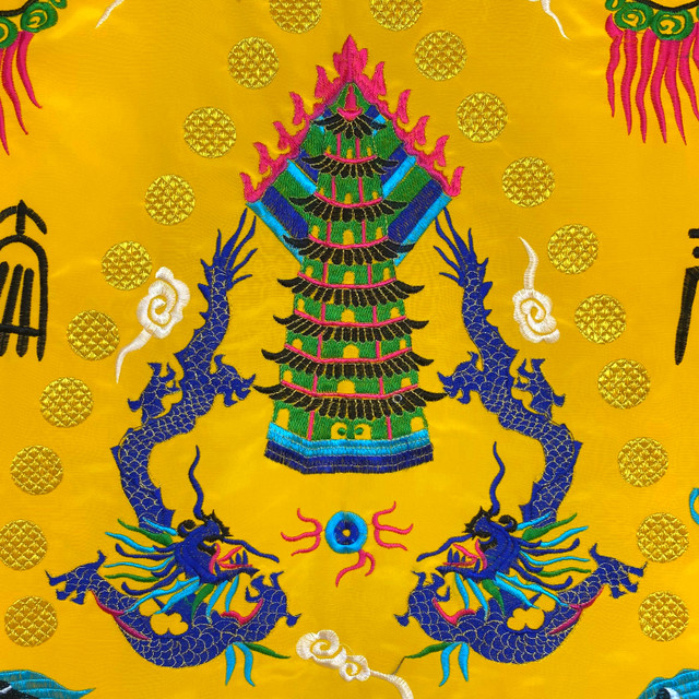 Taoist Supplies, Taoist Clothing, Taoist Robes, Taoist Ceremonial Clothing, Small-Sleeved Jade Robe, Taoist Ceremonial Clothing, Double Dragon Nine Dragons Descending Robe