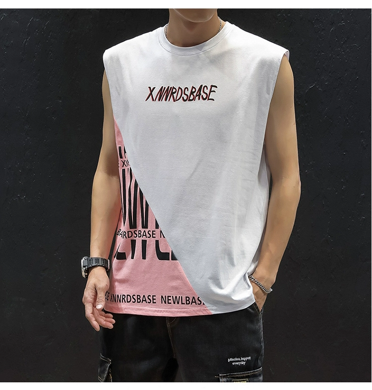 Mùa hè chéo chéo mồ hôi vest nam cộng với phân bón XL Hàn Quốc thanh niên áo vest vai cotton tay áo thun rộng - Áo vest cotton áo ấm nam mùa đông