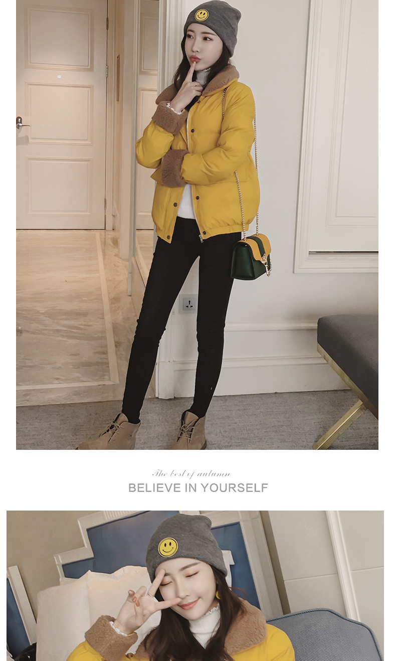 Chống mùa 2018 ngắn mùa đông lamb fur cổ áo bông nhỏ 袄 nữ cao đẳng gió bánh mì bông coat jacket Harajuku coat áo khoác nữ