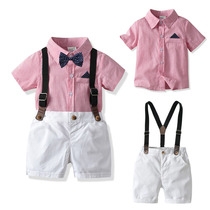 90 yards one year old dress boys June 130 small children suit summer stripes short sleeve shirt childrens wedding dress