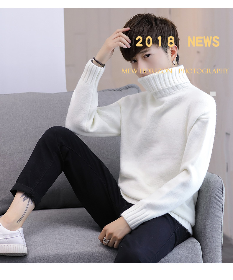 Mùa thu và mùa đông nam phiên bản Hàn Quốc của áo len dày cổ cao áo len nam phiên bản Hàn Quốc của học sinh thủy triều áo sơ mi nam