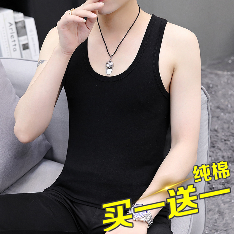 Men's Thin Cotton Tank Top for Inner Wear, Summer Ice Silk Sports Undershirt, Fitness All-Cotton Base Layer Sweatshirt for Men