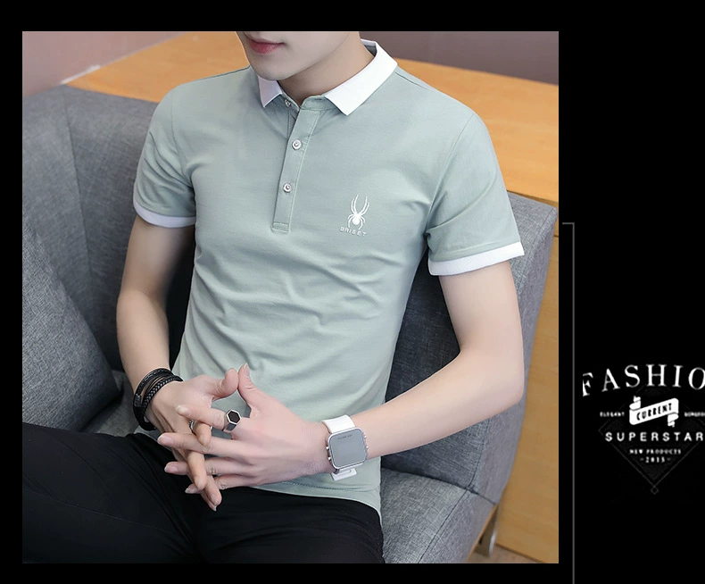 Hè 2018 phiên bản Hàn Quốc mới của xu hướng áo thun tay ngắn cổ áo cotton kinh doanh áo thun mỏng thời trang POLO áo phông nam tay ngắn
