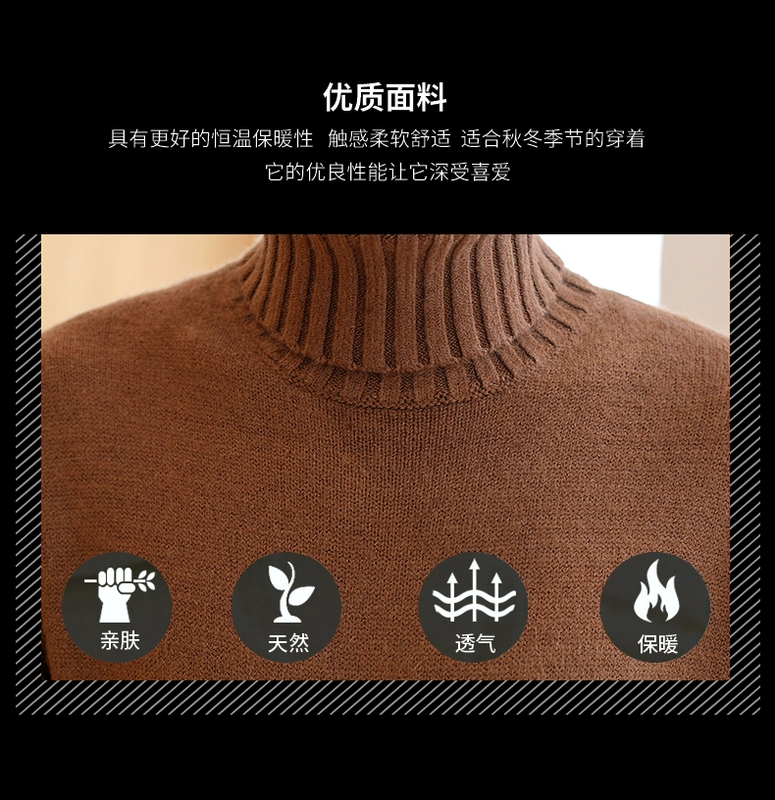 Áo len cao cổ cho nam Áo len nam mùa đông cộng với nhung mỏng Hàn Quốc hợp thời trang Nam giới trẻ trung