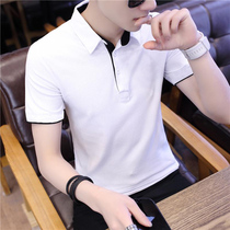 2020 new short-sleeved mens T-shirt trendy Joker White T-shirt shirt lapel collar mens soil cotton clothes summer clothes