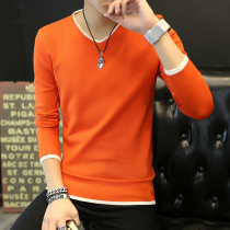 Autumn clothes men long sleeve T-shirt Slim autumn wear Joker tide men cotton base shirt autumn warm Korean hair clothes