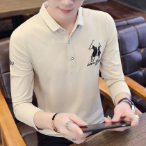 2020 spring new mens long sleeve T-shirt Slim lapel polo shirt trend Joker Korean version of mens clothing