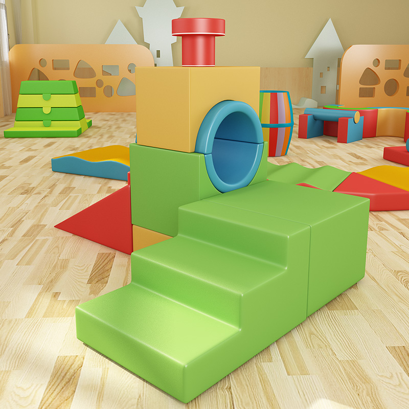 Kindergarten Early Education Center Hall Toy Soft Train Head Combined Children's Soft Pack Slide Sensing Unified Training Equipment