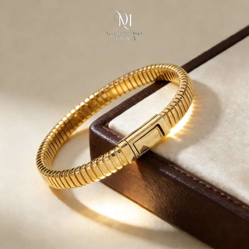 Danmeng Jewelry｜New on April 18【Tubogas】18K Gold Italian Double-Sided Gold Soft Bracelet with Vintage Diamonds