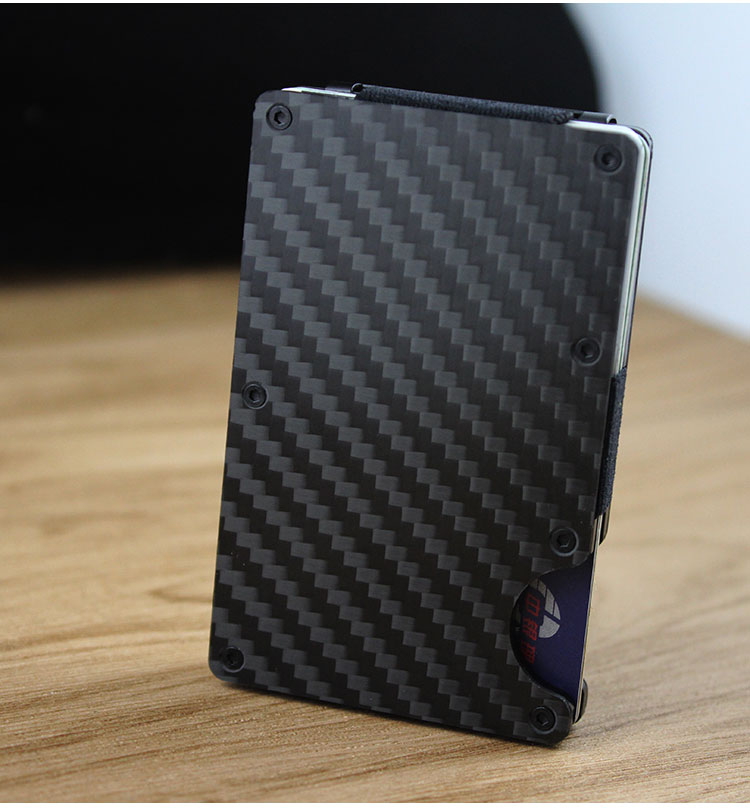 Chất lượng cao chống trộm bàn chải sợi carbon clip thép không gỉ kim loại ví hàng không nhôm ví ngân hàng chủ thẻ tín dụng bóp nam