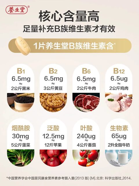 Yangshengtang B-Vitamin Tablets, Vitamin B1, B2, B6, B12, Folic Acid, for Teenagers and Adults, a Regular Supply for Those Who Work Overtime and Stay up Late, Genuine Product
