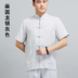 Đặc biệt bông mùa hè lanh Tang váy nam cha váy ngắn tay phù hợp với bình thường Zhongshan váy nửa tay áo vải trung niên 