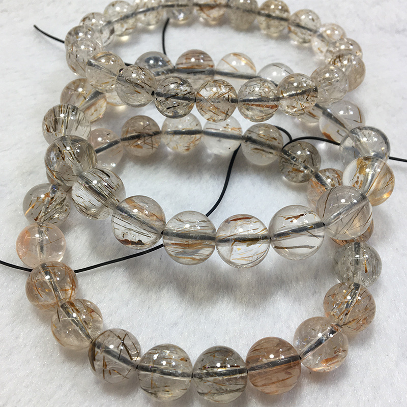 Natural Black Gold Super Seven Crystal Bracelet Ins Niche Design Couple Jewelry Black Gold Super Seven Bracelet Single Circle
