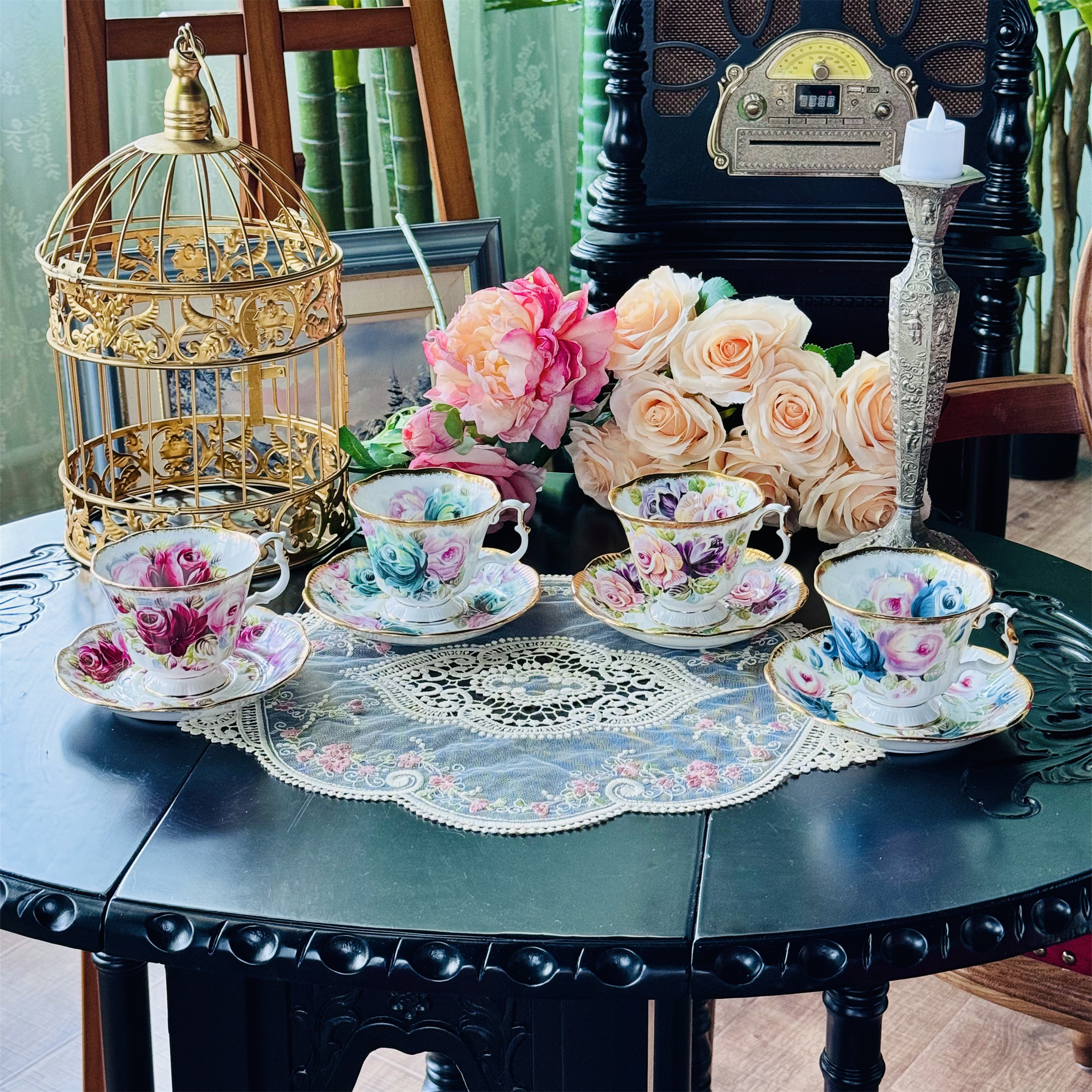 Classic color gilt coffee cup and saucer