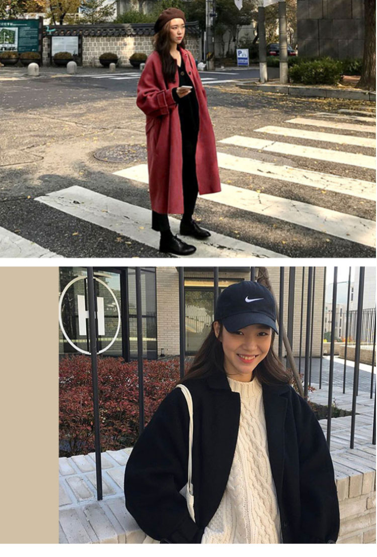 Áo hai dây cashmere nữ dài phần phiên bản Hàn Quốc 2019 mùa thu và mùa đông mới retro lá phong màu đỏ lỏng len - Accentuated eo áo áo măng tô kaki nữ dáng dài