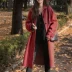 Áo hai dây cashmere nữ dài phần phiên bản Hàn Quốc 2019 mùa thu và mùa đông mới retro lá phong màu đỏ lỏng len - Accentuated eo áo