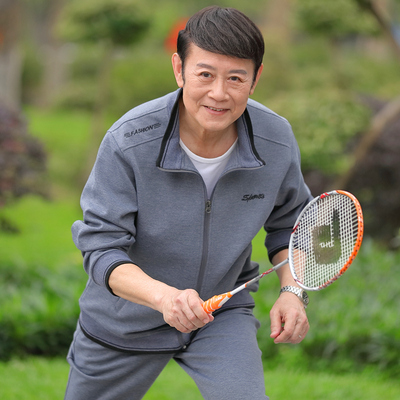 爸爸春装套装运动套装男装中老年休闲运动服父亲装跑步服男士外套