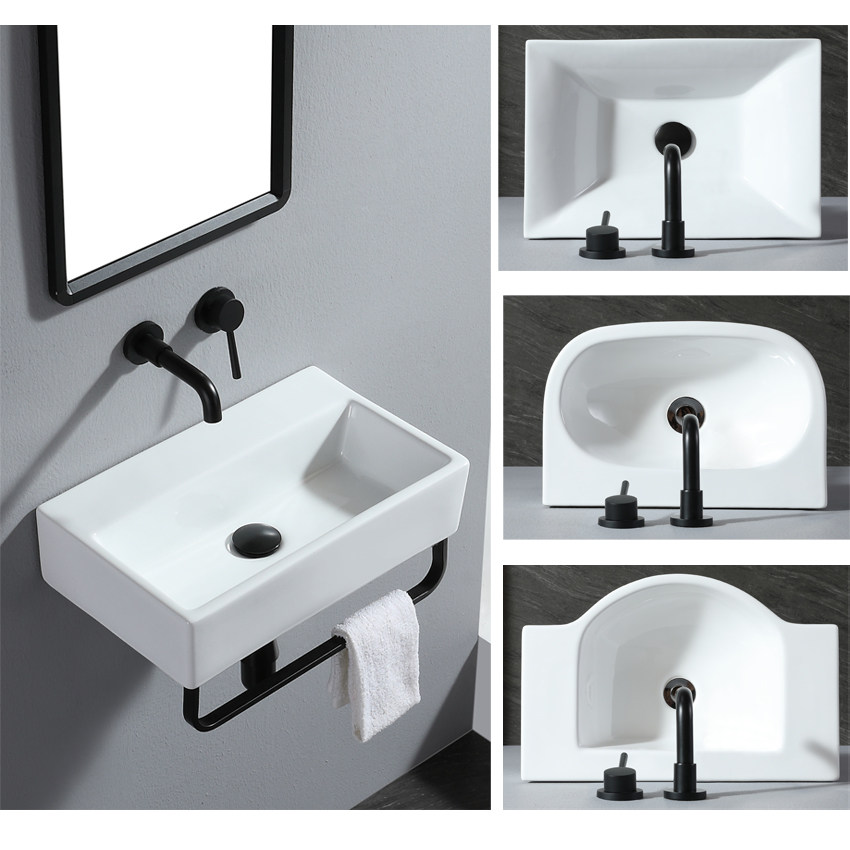 Hole-free wall-mounted wall washbasin wall-mounted wall with tap hole suspended washbasin bathroom minimalist hanging wall table basin