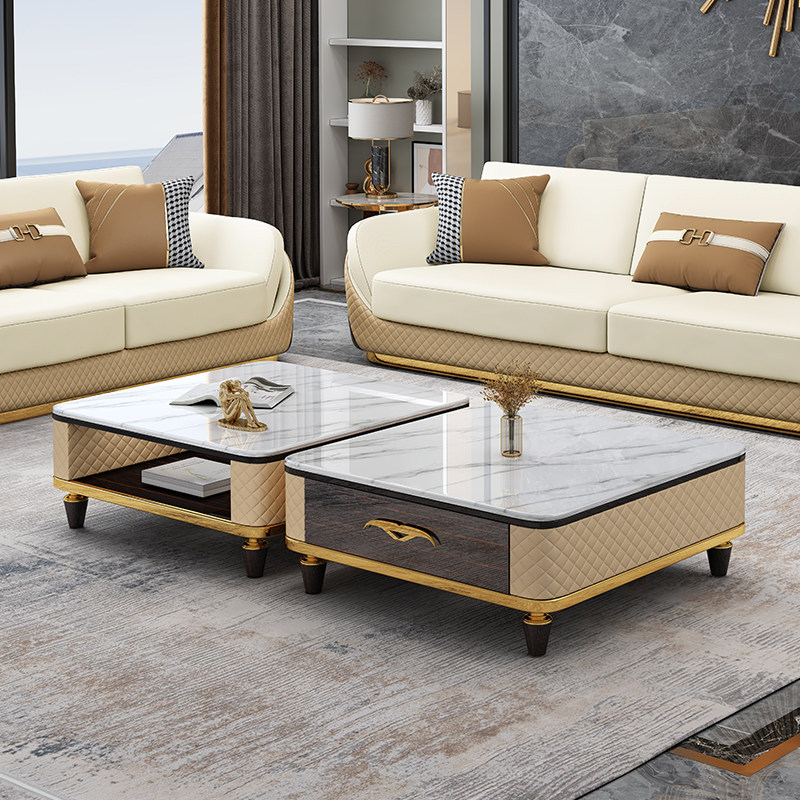 Light extravagant tea table Advanced postmodern rock plate tea table containing light and luxurious minimalist tea table living room tea table square