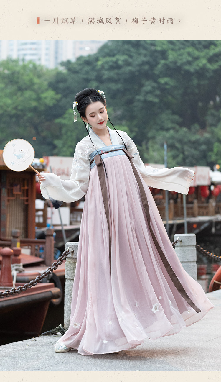 2019夏季新款刺绣绣花传统汉服女 对襟齐胸两片式下裙-阿里巴巴
