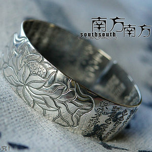 Heart warp The ancient method to pass on the pure silver ornament Chinese wind handmade retro style The women's foot silver 9999 solid exaggerated bracelets