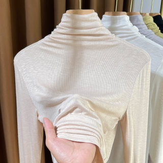 New style push collar bamboo cotton bottoming shirt for women in autumn and winter