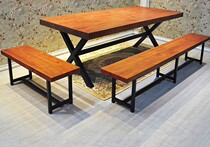 Jinfeng Furniture Solid Wood Dining Chair Iron Art Dining Table Table Chair Bench European Country Nordic Back Chair
