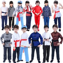 Children peasant peoples costumes mandarins long-sleeved flowers village guru drama chorus performance clothes