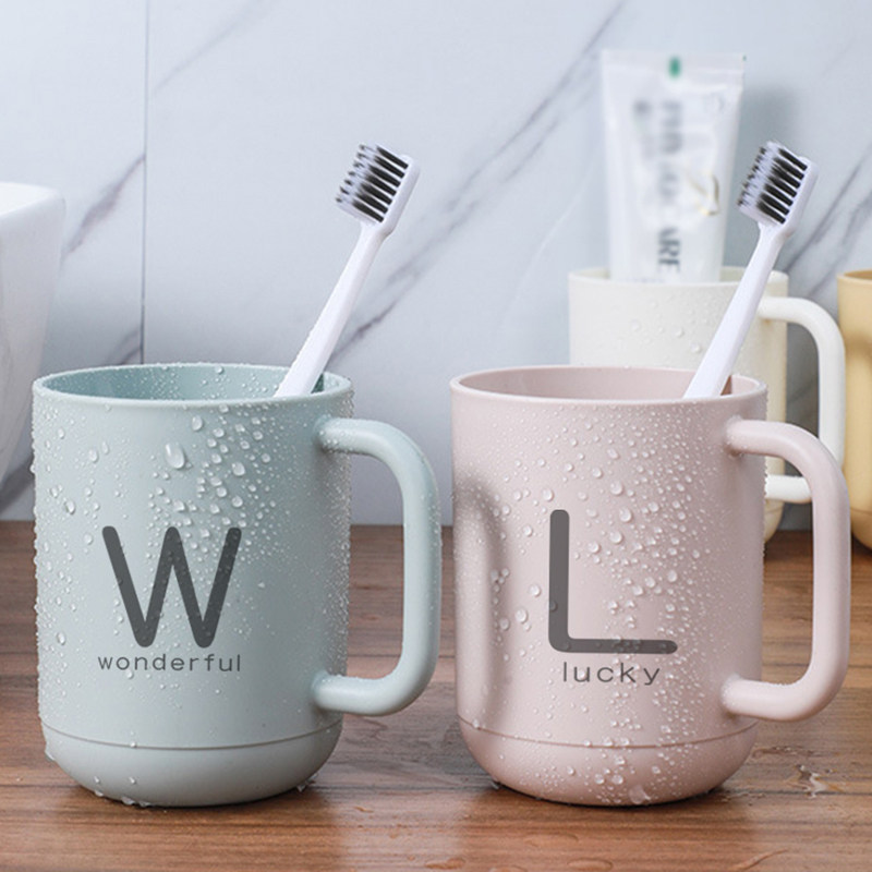 Letter gargle cup lovers family of three or four ins wind cute Nordic home set brush cup creative