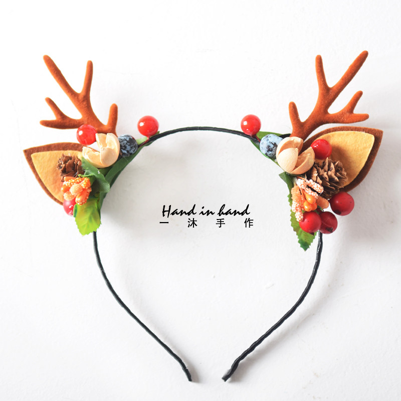 Japanese and Korean bride women's small antlers sweet hair hoop photo elk head hoop Christmas headdress