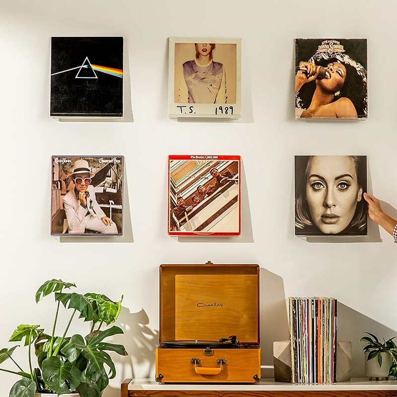Highly Transparent Vinyl Record Rack, Punch-Free Wall-Mounted Cd Album Acrylic Display Rack, Lp Storage Rack
