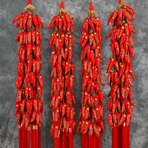 New Years New Year small pendants decoration items Spring Festival Day arranged with festive Great Red Hot Chili Lantern Strings Living-room Hanging Decoration