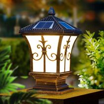 Solar Column Head Lamp Outdoor Waterproof Square Wall Lamp Eurostyle Villa Gate Pillar Home Patio Wall Headlights