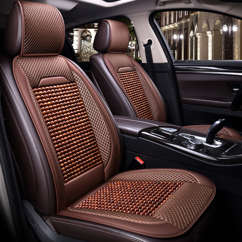 High-end car cushion summer new wooden bead seat cover summer breathable car cushion car car seat cover five-piece set