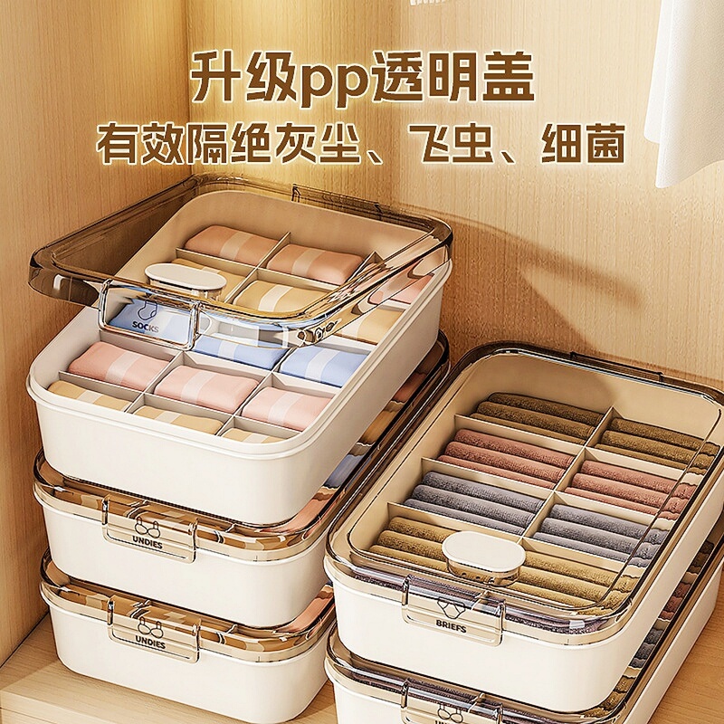 Underwear Storage Box with Three-In-One Aromatherapy Compartment Design, Underwear and Socks Organizer Box, Household Dust-Proof Box for Intimate Clothing