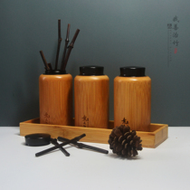 Bamboo tea tube bamboo packaging bamboo storage cans metal lid tea cans tea bin sealed cans storage bamboo cans factory direct sales