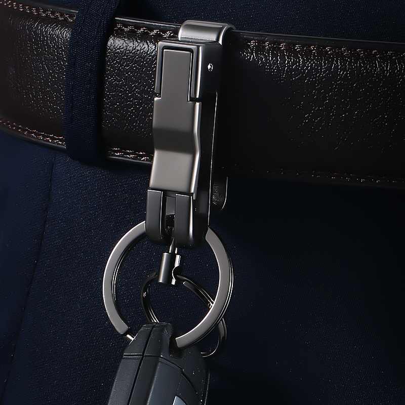 High-End Belt Keychain Anti-Lost Double-Ring Waist-Hanging Genuine Men's Car Key Ring Pendant High-End Belt Keychain Anti-Lost Double-Ring Waist-Hanging Genuine Men's Car Key Ring Pendant