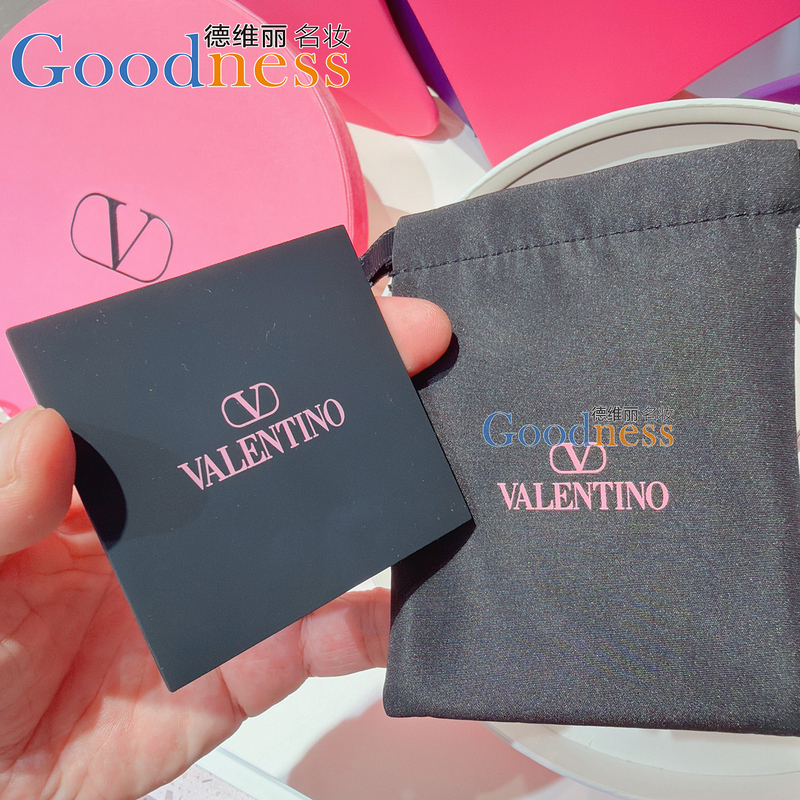 Domestic Store Valentino Black Single-Sided Mirror Storage Bag Portable Makeup Touch-Up Mirror Mini