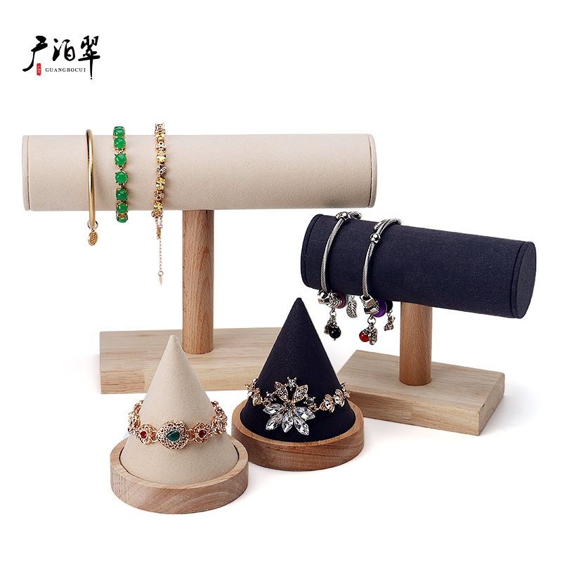 High-end solid wood conical bracelet bracelet bracelet display prop base counter bracelet ornament display shooting pendulum piece-Taobao