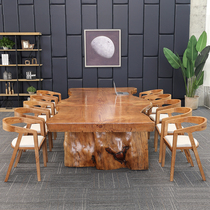 New Chinese Meeting Table Solid Wood Negotiating Table Loft Club Table Tea Table Meeting Table Long Table Office Table Large Plate Table