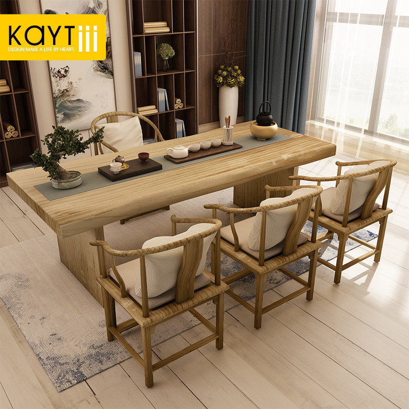 Solid wood tea table tea table and chairs combination Gongfu tea table living room log tea table brief Chinese tea art table tea table