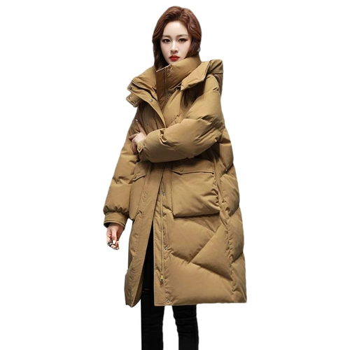 鸭鸭 Длинный зимний пуховик, утепленная куртка для отдыха, средней длины