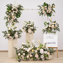 New wedding large-scale floor row engagement banquet simulated silk flower finished decorative flower row layout road guide wedding floral art