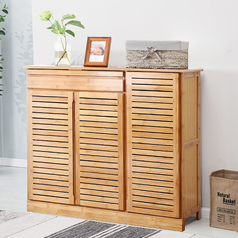 Nanzhu Shoe Cabinet Home Economy Type Shoe Rack Doorway Xuanguan Shoe Cabinet Multilayer Containing Pair Open Door Shutter Breathable Shoe Cabinet