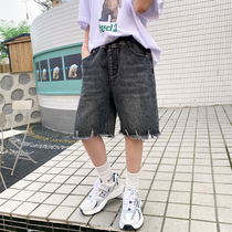 Childrens denim shorts Korean version of riding pants big girls summer tide new personality Joker pants five-point jeans
